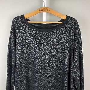 Jane + Delancey Black Silver Pullover Sweatshirt Womens‎ 2X Cheetah Leopard